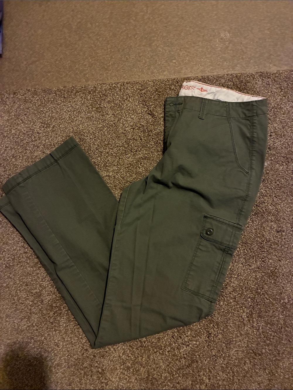 Dockers Olive Green Cargo Pants with Button Flap Pocket